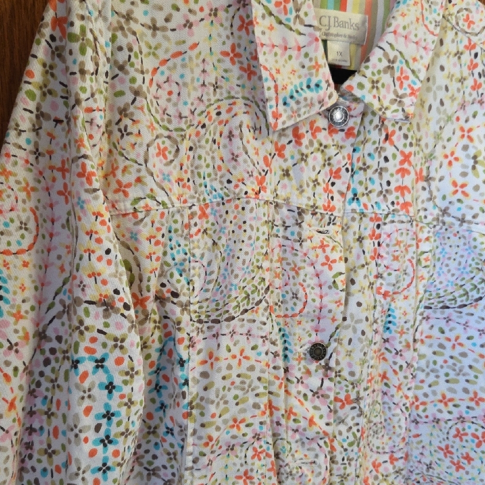 CJ Banks Multicolor Paisley Button Down Shirt - Picture 7 of 9